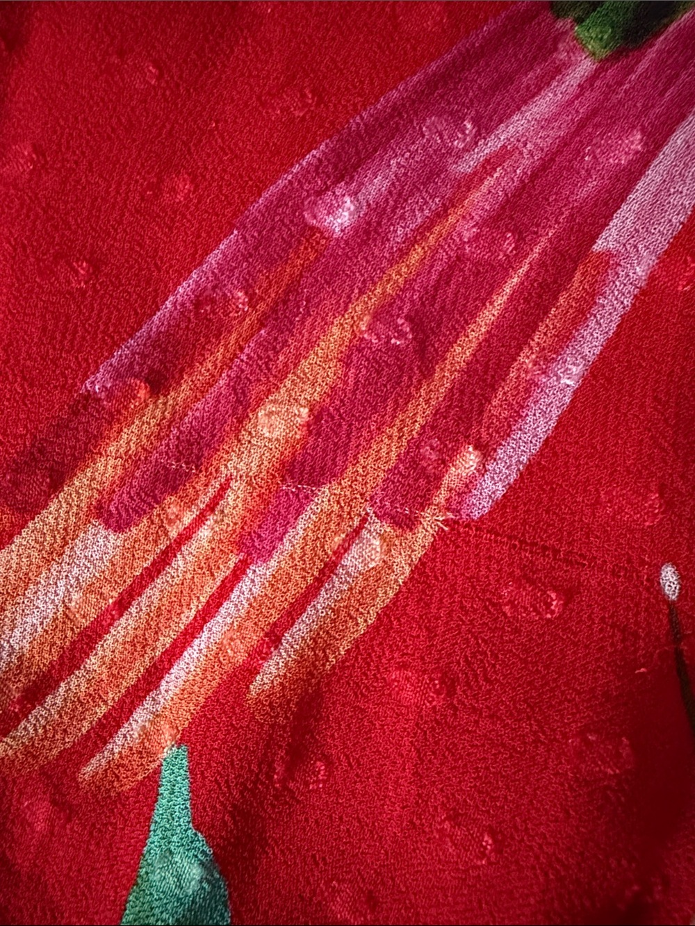 FARM Rio Red Tropical Parrot Ruffle V-Neck Blouse - Picture 6 of 6